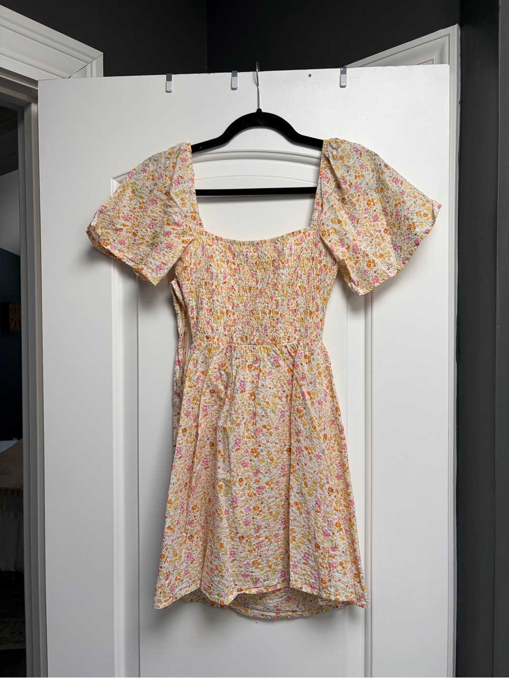 Princess Polly Yellow Floral Mini Dress size 2 tie back